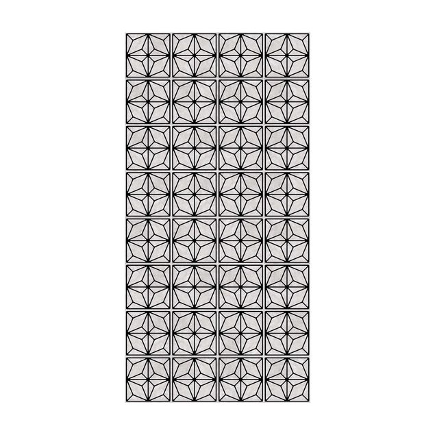 Moderne tæpper Tile Pattern Star Geometry Black
