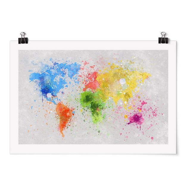 Billeder moderne Colourful Splodges World Map
