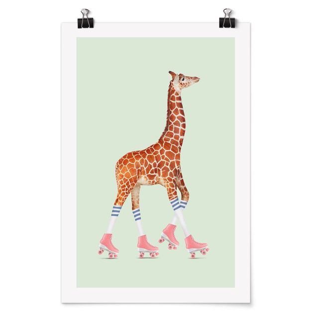 Plakater kunsttryk Giraffe With Roller Skates