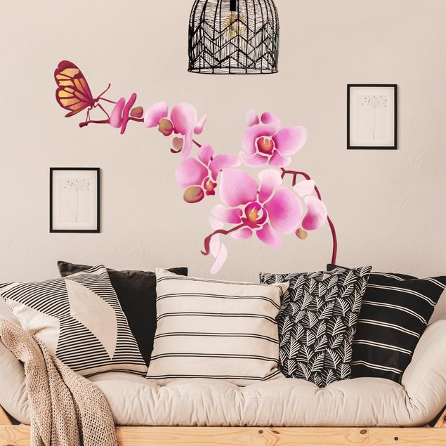 Wallstickers sommerfugle Orchid With Butterfly