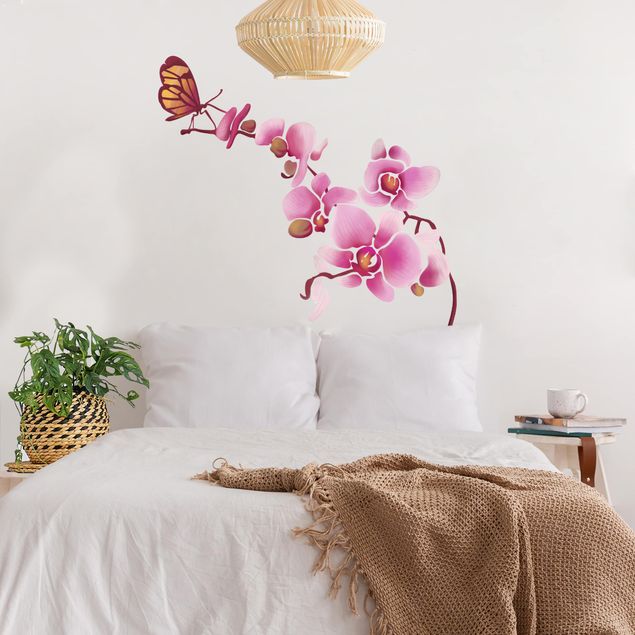 Wallstickers orkideer Orchid With Butterfly