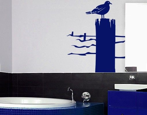 Wallstickers fugle No.IS24 Lonely gull at sea