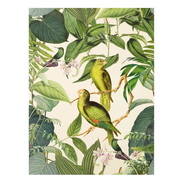Billeder jungle Vintage Collage - Parrots In The Jungle