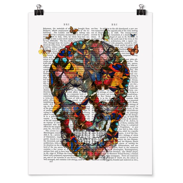 Plakater dyr Scary Reading - Butterfly Skull