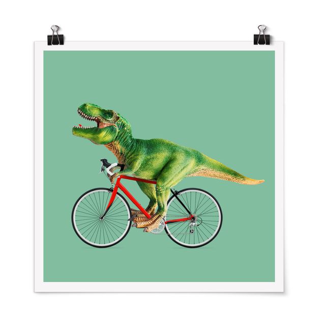 Plakater kunsttryk Dinosaur With Bicycle