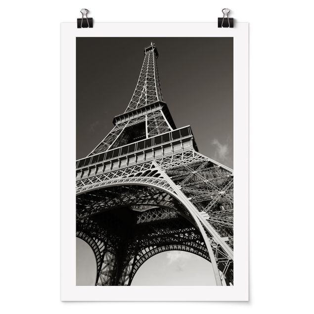 Plakater sort og hvid Eiffel tower