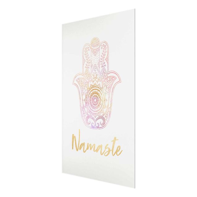 Glas magnettavla Hamsa Hand Illustration Namaste Gold Light Pink