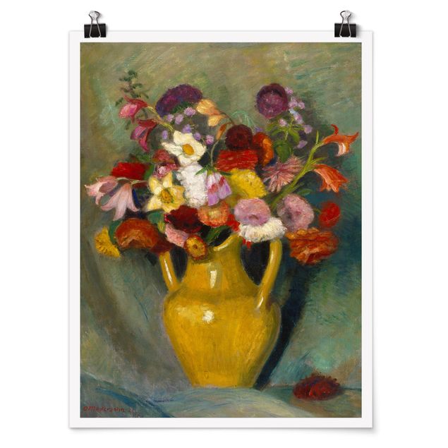 Plakater blomster Otto Modersohn - Colourful Bouquet in Yellow Clay Jug