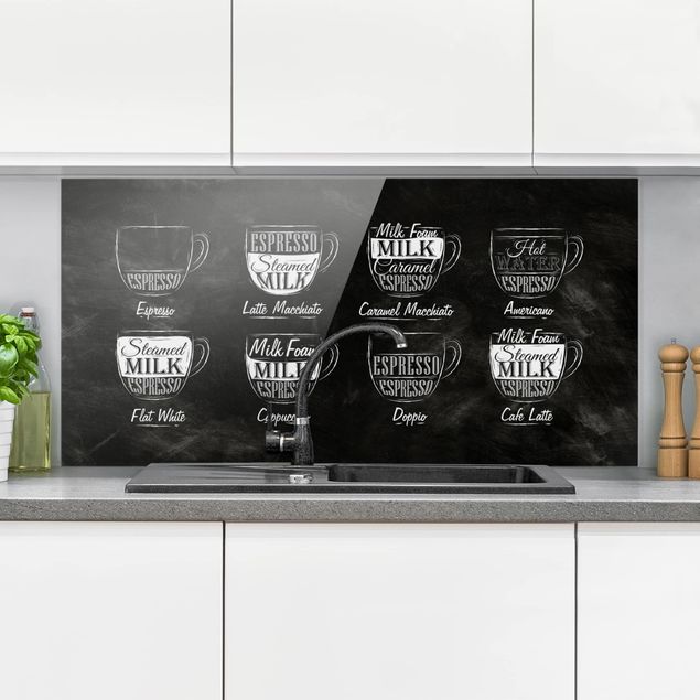 Stænkplader glas Coffees chalkboard
