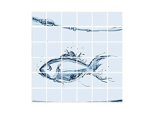 Flise klistermærker Liquid Silver Fish