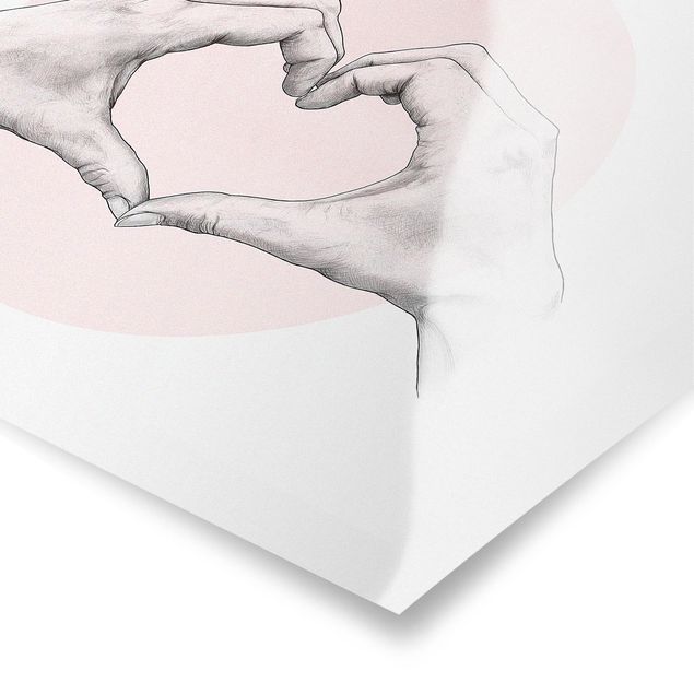 Billeder Laura Graves Art Illustration Heart Hands Circle Pink White