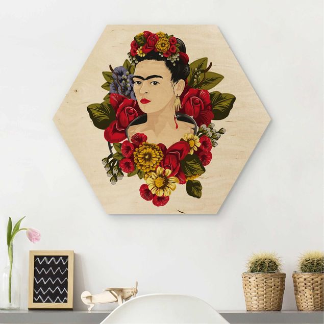 Prints på træ blomster Frida Kahlo - Roses