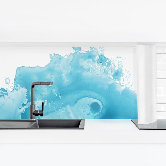 Stænkplader Wave Watercolour Turquoise l