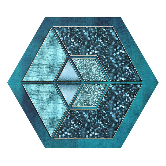 Forex Blue Hexagon With Gold Outline