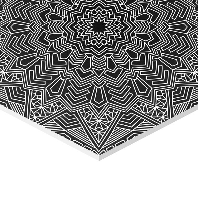 Billeder sort Mandala Flower Star Pattern Black