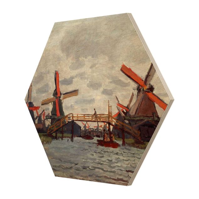 Sekskantede billeder Claude Monet - Windmills in Westzijderveld near Zaandam