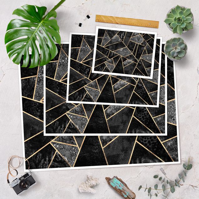 Plakater Grey Triangles Gold