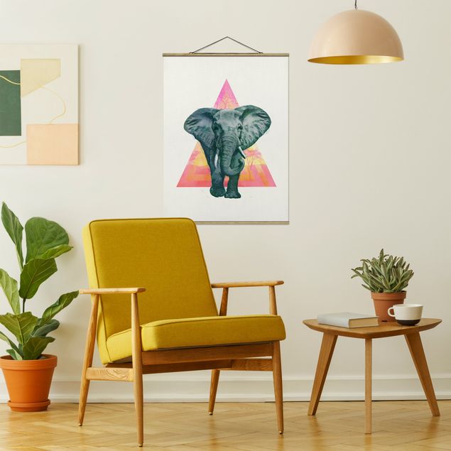 Billeder elefanter Illustration Elephant Front Triangle Painting