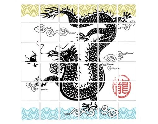 Flise klistermærker Asian Dragon