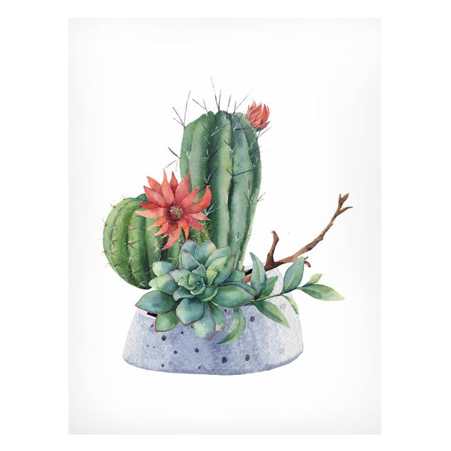 Magnettavler blomster Watercolour Cacti Illustration