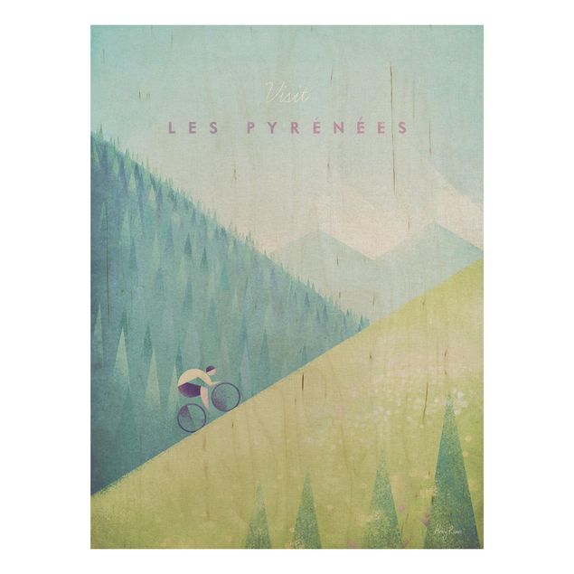 Prints på træ landskaber Travel Poster - The Pyrenees