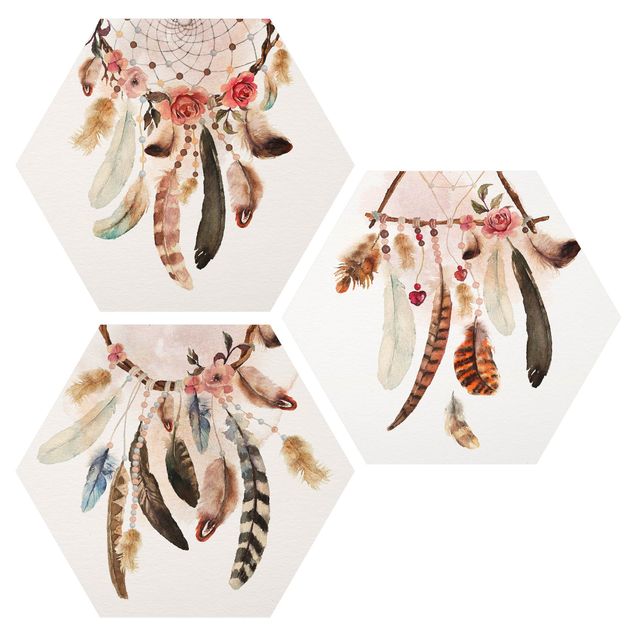 Billeder moderne Watercolour Dream Catcher With Feathers