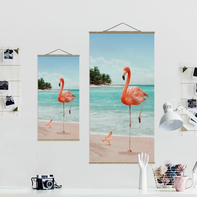 Billeder blomster Beach With Flamingo
