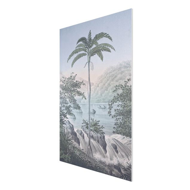 Billeder kunsttryk Vintage Illustration - Landscape With Palm Tree