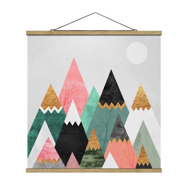 Billeder landskaber Triangular Mountains With Gold Tips