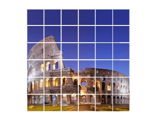 Flise klistermærker blå Illuminated Colosseum