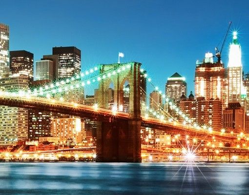 Flise klistermærker Nighttime Manhattan Bridge