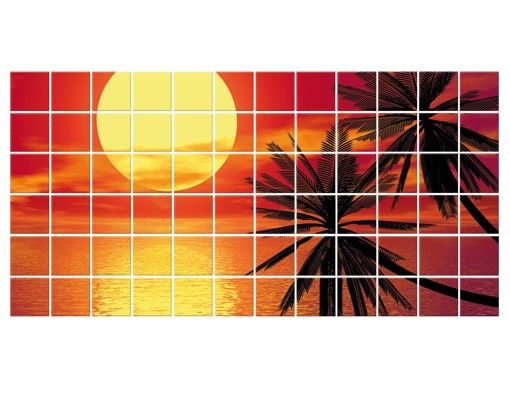 Flise klistermærker rød Caribbean sunset