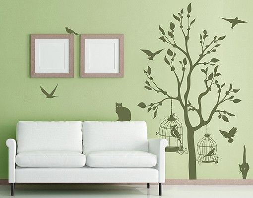 Wallstickers kaffe Wall Decal no.RS57 Cats And Birds II