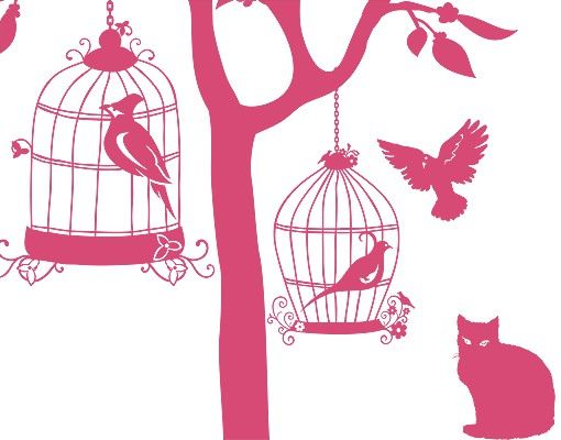 Wallstickers træer Wall Decal no.RS57 Cats And Birds II