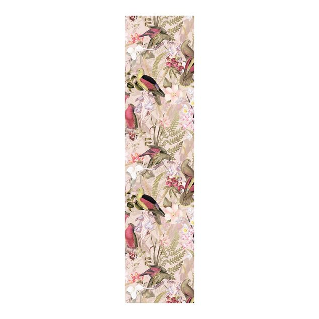 Panelgardiner blomster Pink Pastel Birds With Flowers