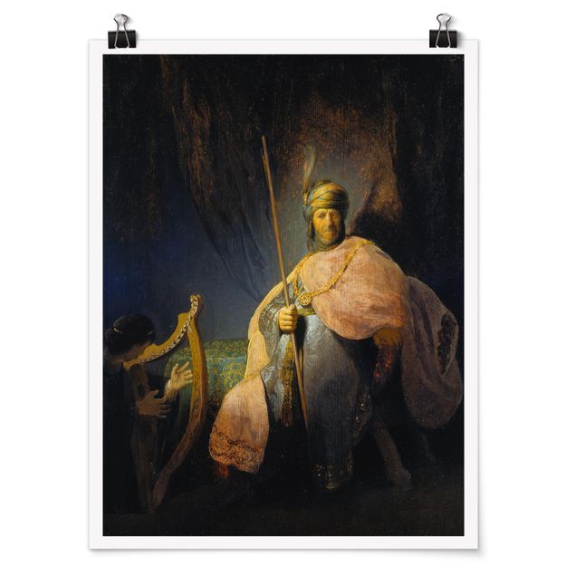 Plakater kunsttryk Rembrandt van Rijn - David playing the Harp to Saul