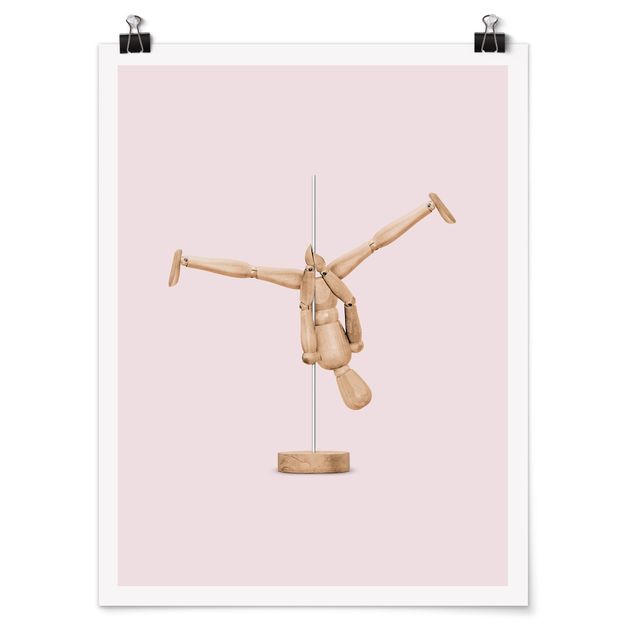 Plakater vintage Pole Dance With Wooden Figure