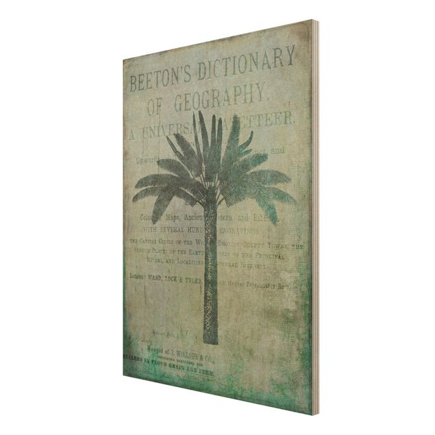 Prints på træ landskaber Vintage Collage - Antique Palme