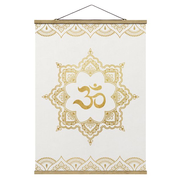 Billeder spirituelt Mandala OM Illustration Ornament White Gold