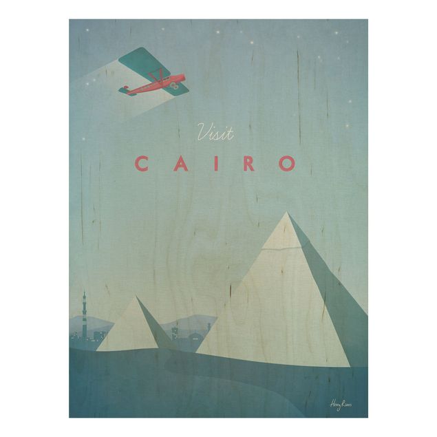 Prints på træ vintage Travel Poster - Cairo