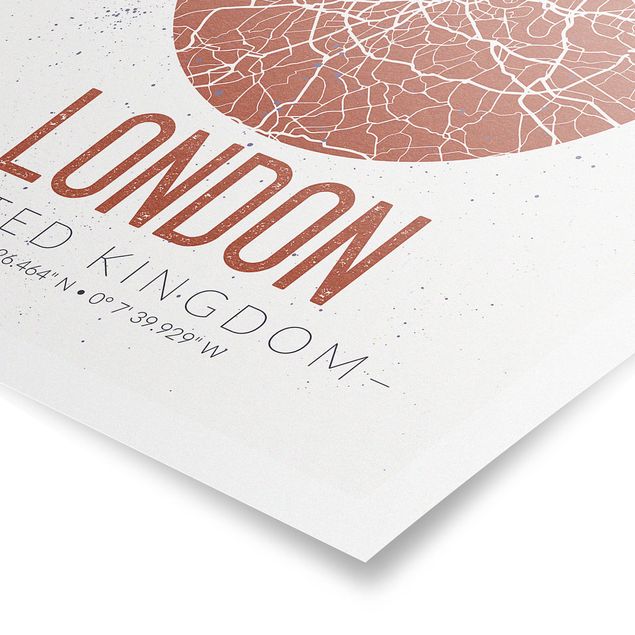 Plakater verdenskort City Map London - Retro