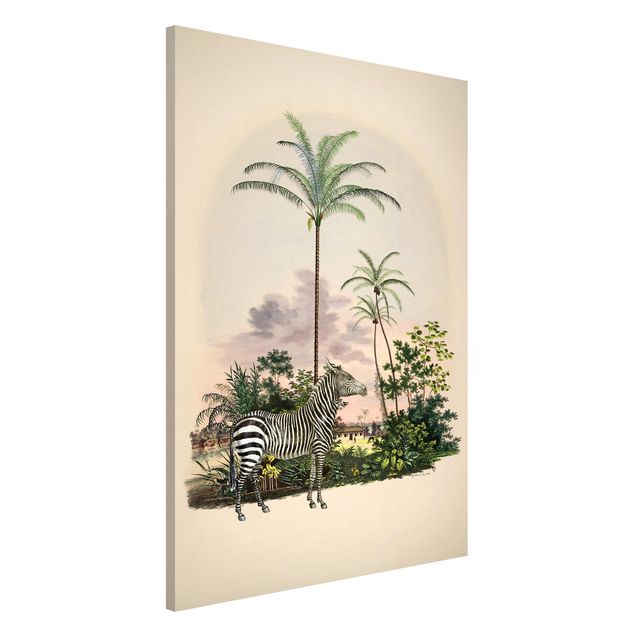 køkken dekorationer Zebra Front Of Palm Trees Illustration