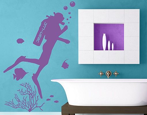 Børneværelse deco Wall Decal no.RS123 Customised text Aquanaut