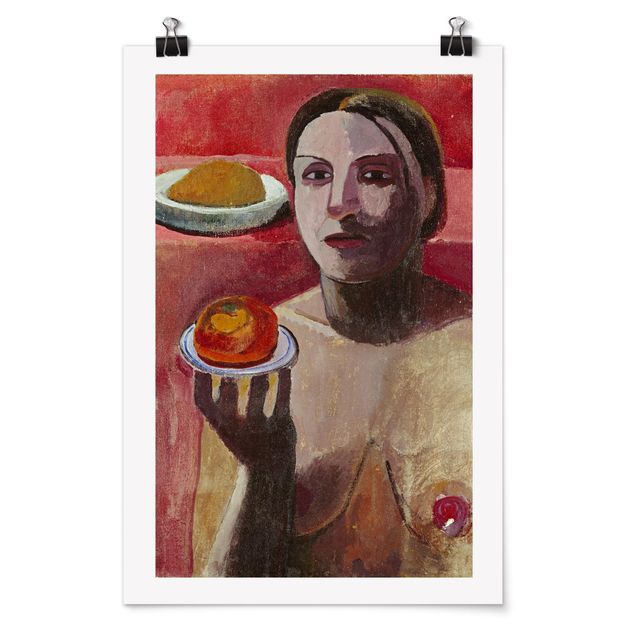Plakater kunsttryk Paula Modersohn-Becker - Semi-nude Italian Woman with Plate