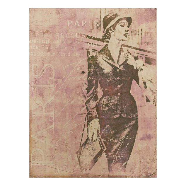 Prints på træ ordsprog Vintage Collage - Parisienne