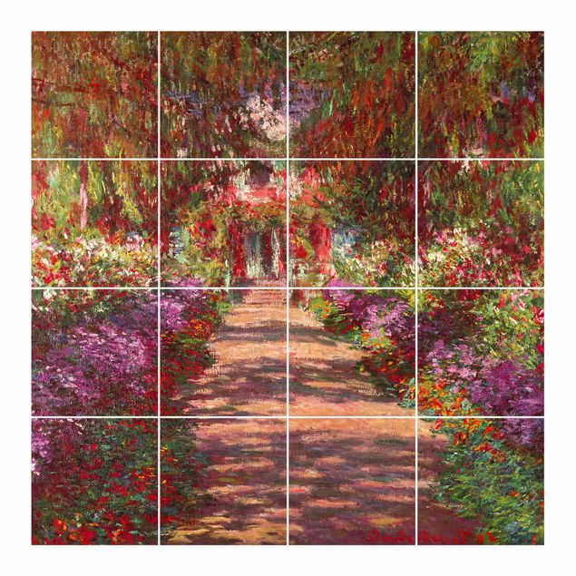 Flise klistermærker farvet Claude Monet - Pathway In Monet's Garden At Giverny
