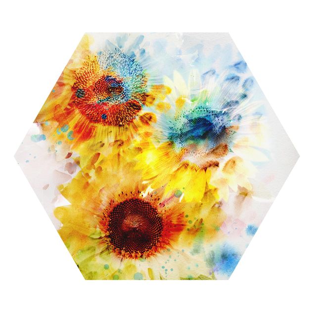 Billeder moderne Watercolour Flowers Sunflowers