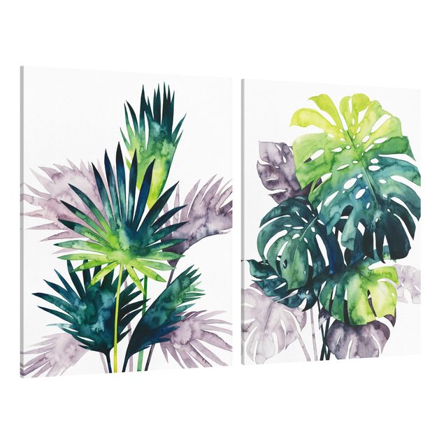 Billeder blomster Exotic Foliage - Fan Palm And Monstera Set I