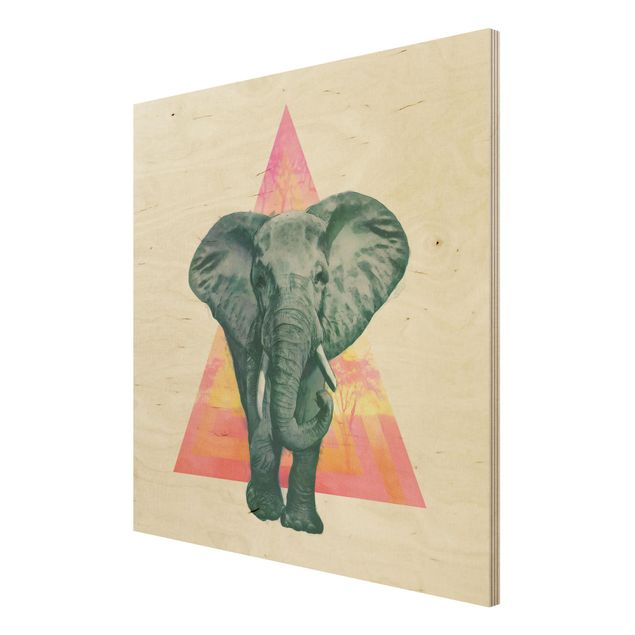 Billeder Laura Graves Art Illustration Elephant Front Triangle Painting