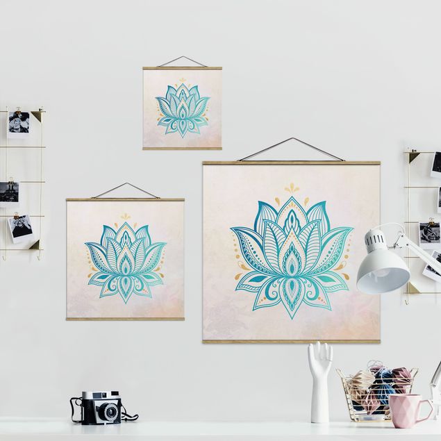 Billeder turkis Lotus Illustration Mandala Gold Blue